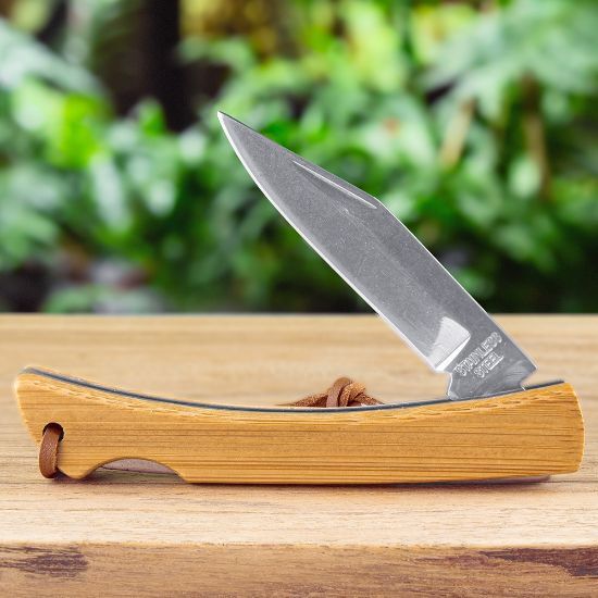 EgotierPro 52542 - Stainless Steel Bamboo Knife with Cord HABA