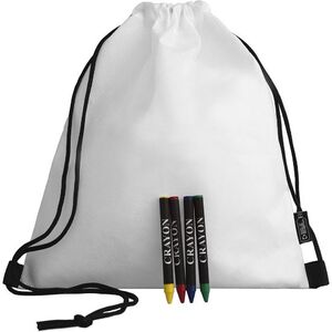EgotierPro 53040 - RPET Nonwoven String Backpack with Crayons STROLL