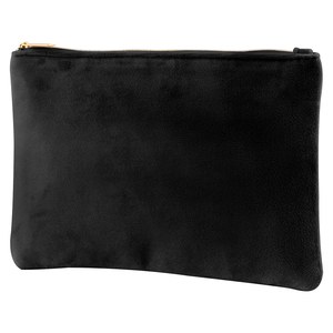 EgotierPro 53518 - Velvet Toilet Bag with Golden Zipper LEUNA Black