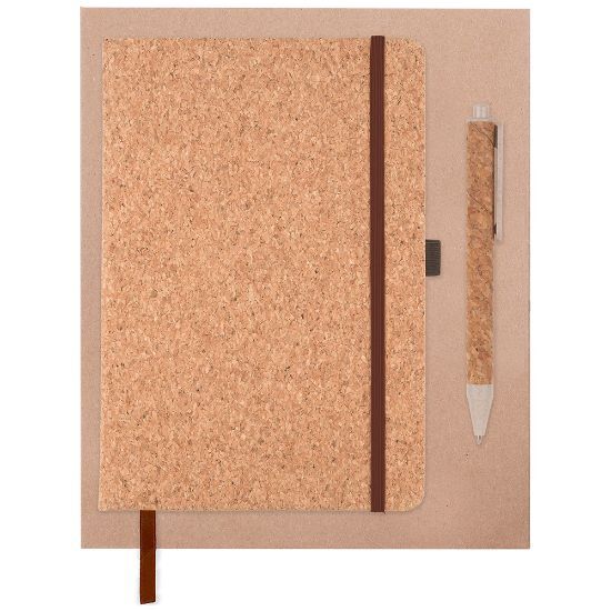 EgotierPro 53585 - Cork Notebook and Pen Set EARTH