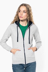 Kariban K467 - Ladies’ contrast hooded full zip sweatshirt