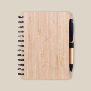 EgotierPro 50053 - Bamboo Notebook with Kraft Sheets & Pen PANDA