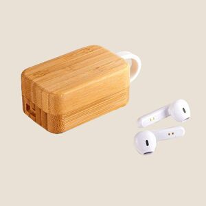 EgotierPro 50690 - Bluetooth 5.0 Earphones with Bamboo Box PLAY