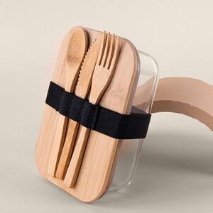 EgotierPro 52064 - Glass Lunch Box Set with Bamboo Cutlery GRAPE